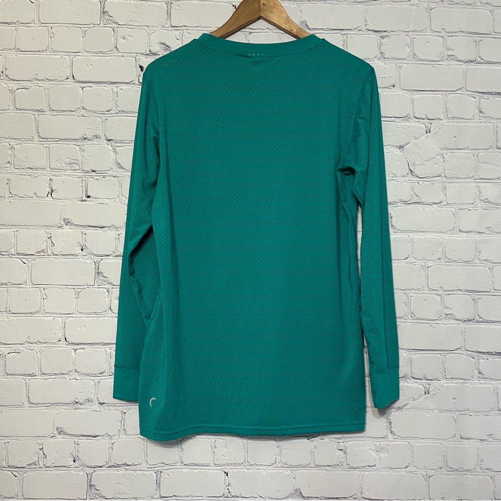 Zyia Long Sleeve Activewear Shirt Women's XL Chill Perforated Teal Gym Workout - Picture 9 of 9